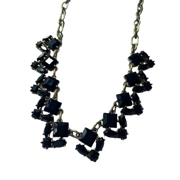 J Crew Gold Black Crystal Adjustable Statement Necklace - Picture 10 of 12